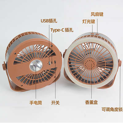 Máy quạt bàn di động USB điều khiển từ xa có thể sạc lại với đèn ban đêm cho cắm trại hoặc sử dụng gia đình